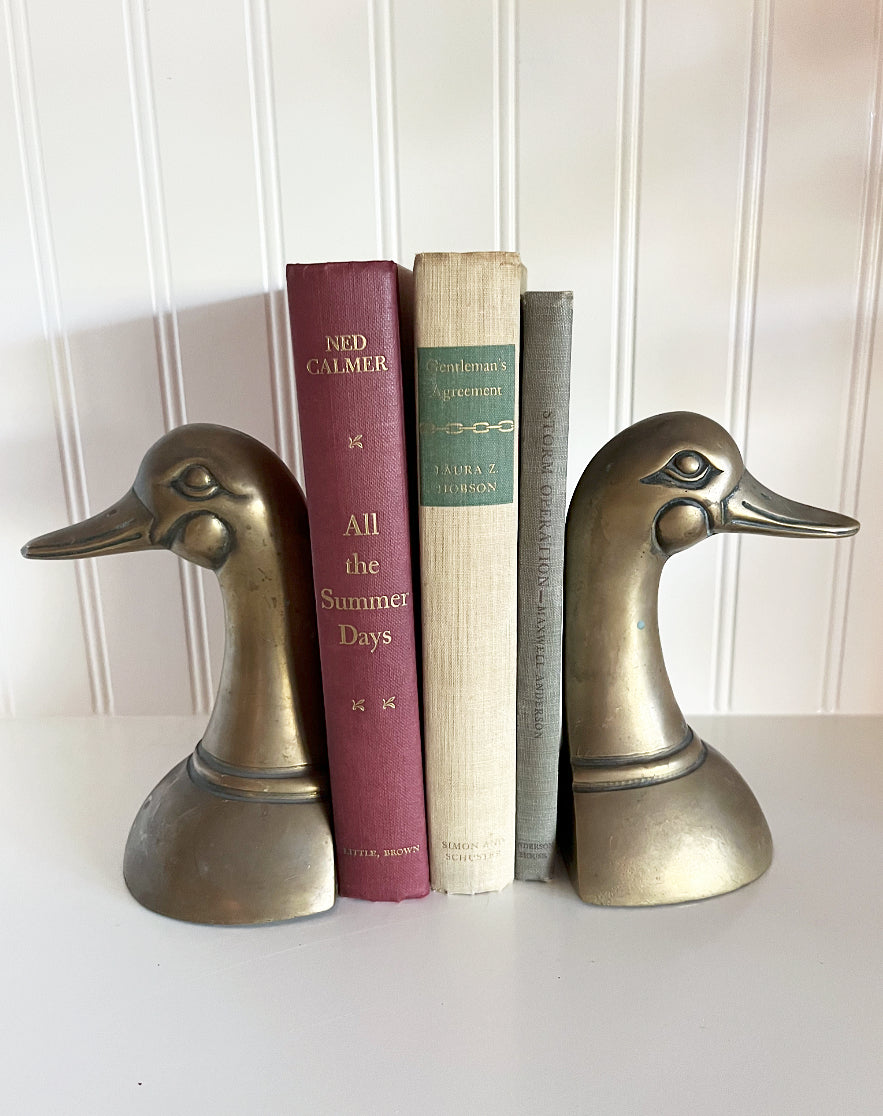 Vintage Brass Duck Bookends