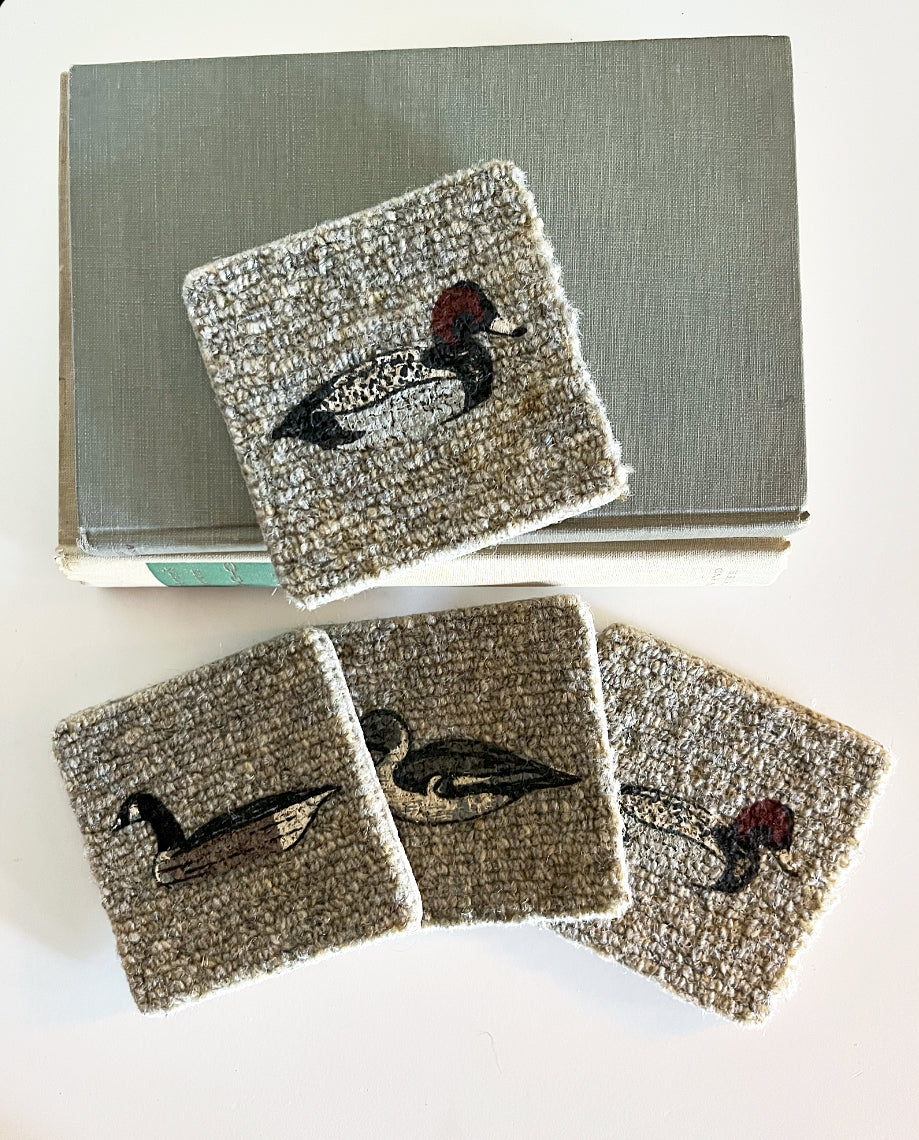 Decoy Duck Fabric Coasters, Set of 4