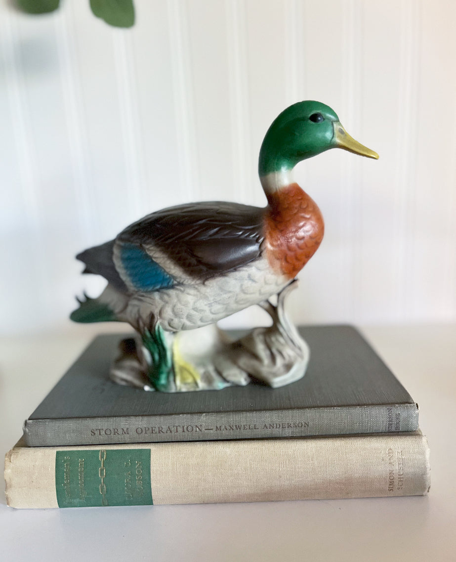 Vintage Hand-painted Ceramic Mallard Duck Figurine