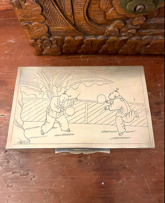 Vintage Chinese Etched Brass Box
