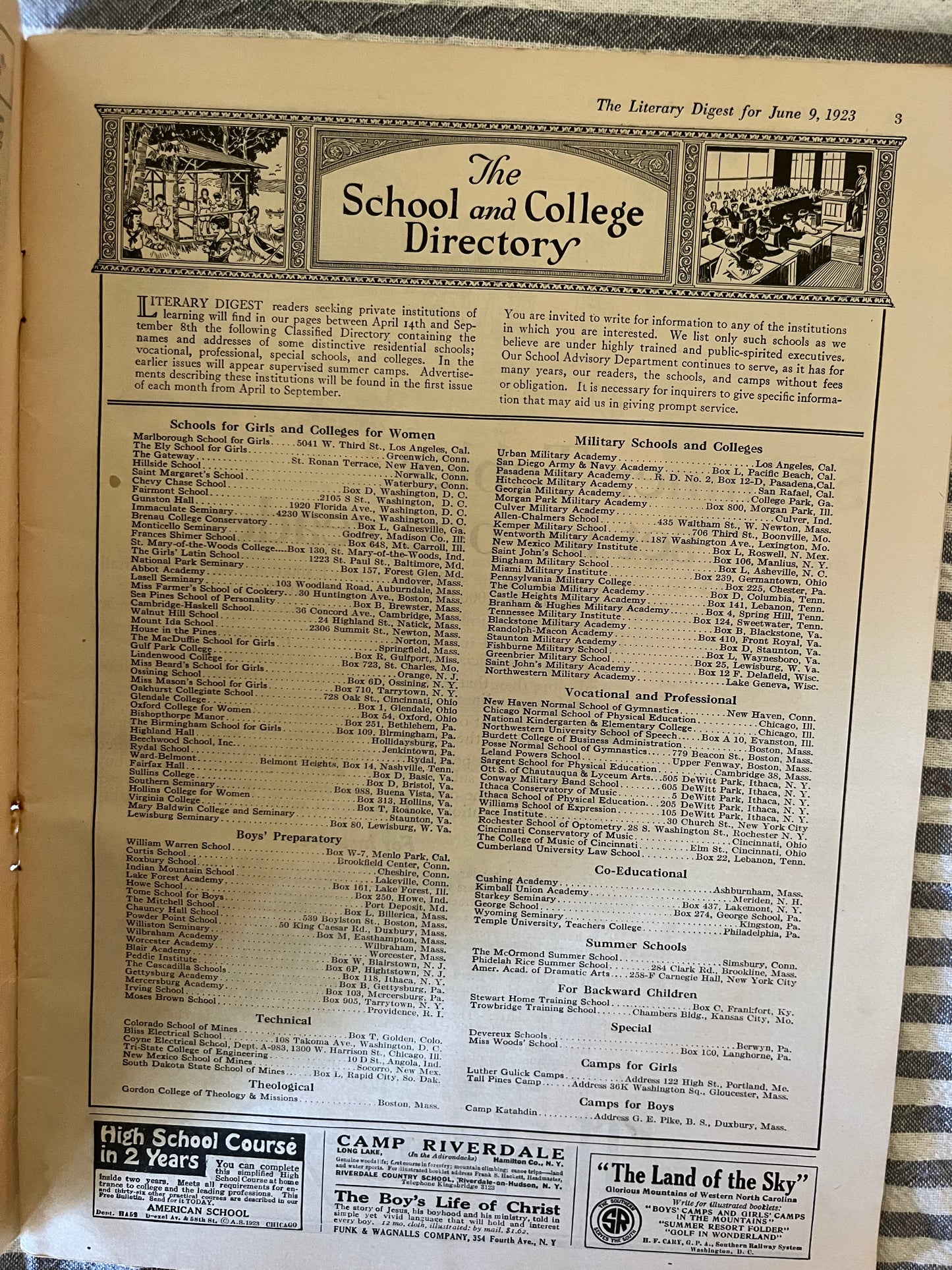 The Literary Digest Dated June 9th, 1923