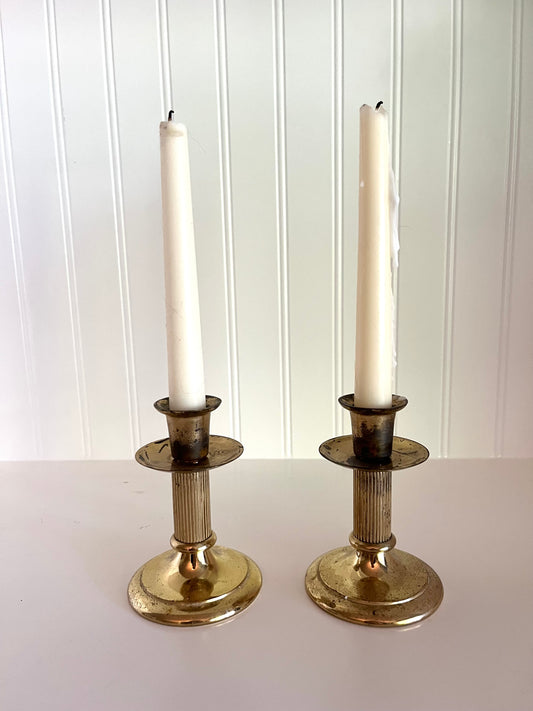 Heavy-weight Brass Aged Candlestick Holders