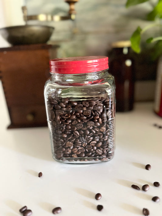 Glass Jar with Red Lid