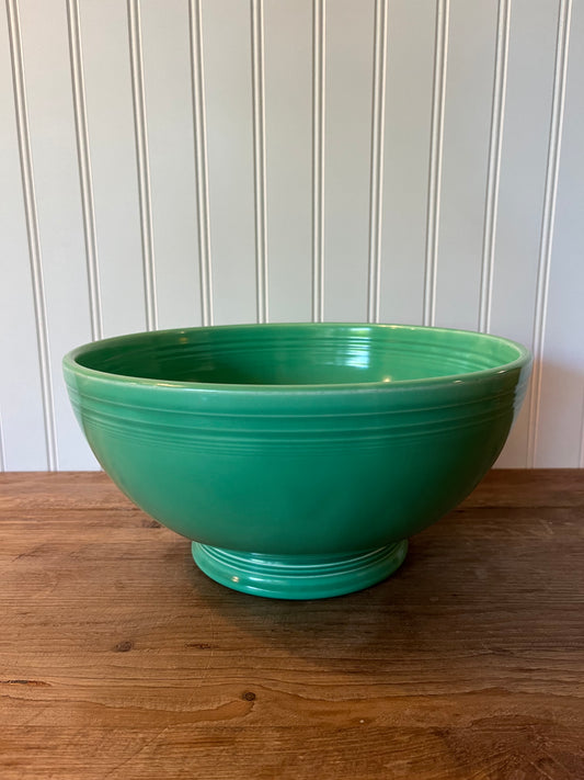 Large Vintage Original Footed Green Fiestaware Salad Bowl, 3 Prong