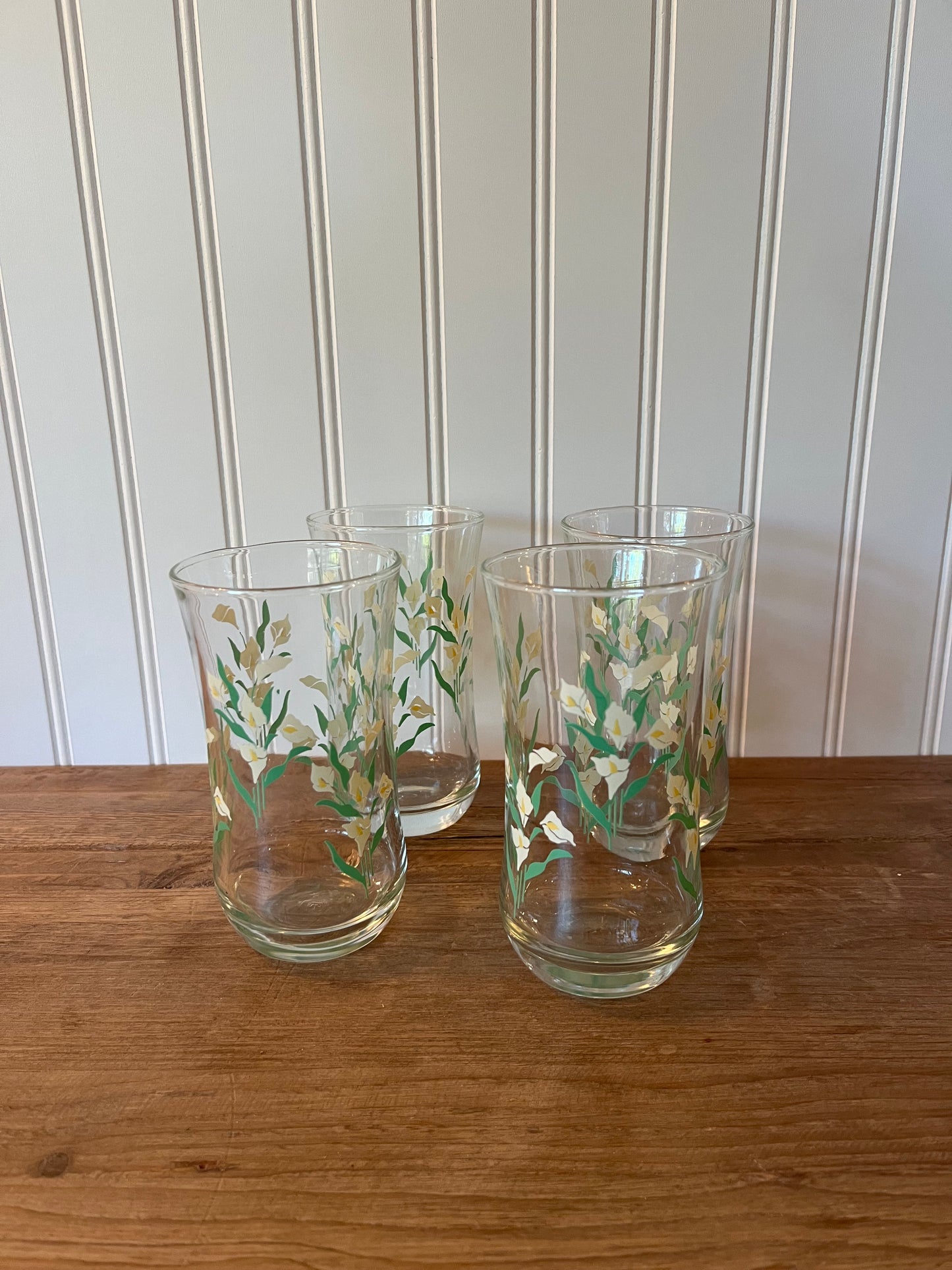 Vintage Calla Lilly Drinking Glasses, Set of 4